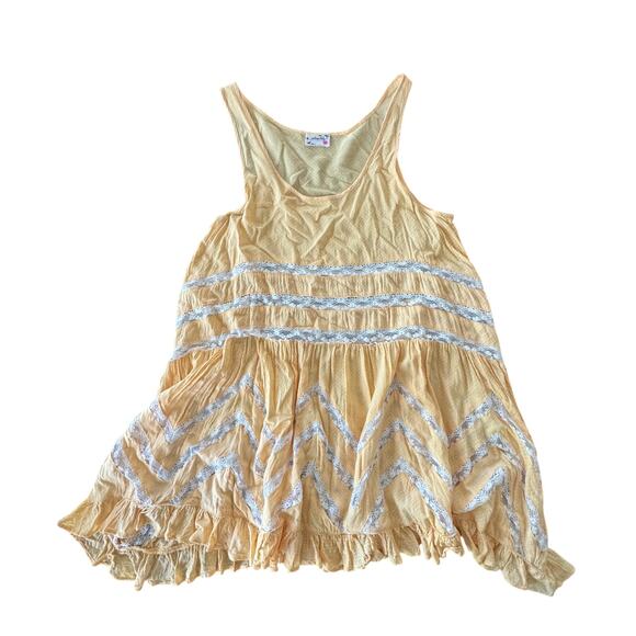 Free People Intimate Voile Lace babydoll boho dress slip nightgown Small Orange - Picture 2 of 7